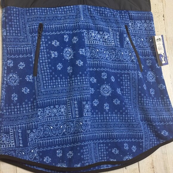 Kavu Black Blue Bandana Neve Fleece Quilted Top Zip Pockets Dress Size M NEW! - Picture 4 of 9